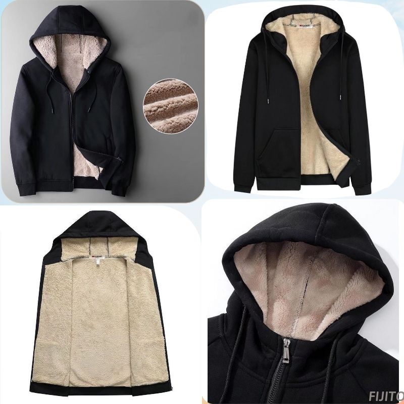 Áo nỉ hoodie nam màu đen lót lông có mũ tay dài cao cấp hàng Quảng Châu FIJITO TQ21441 | BigBuy360 - bigbuy360.vn