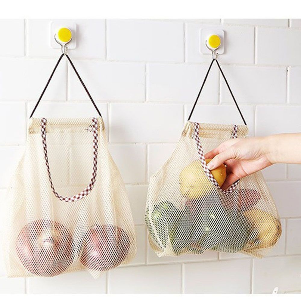 Túi Lưới Polyester Đựng Hành Tỏi Treo Tường Tiết Kiệm Không Gian