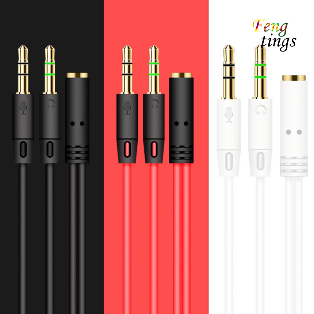 Dây cáp chia tai nghe 3.5mm lỗ cắm sang 2 đầu cắm âm thanh AUX tiện lợi