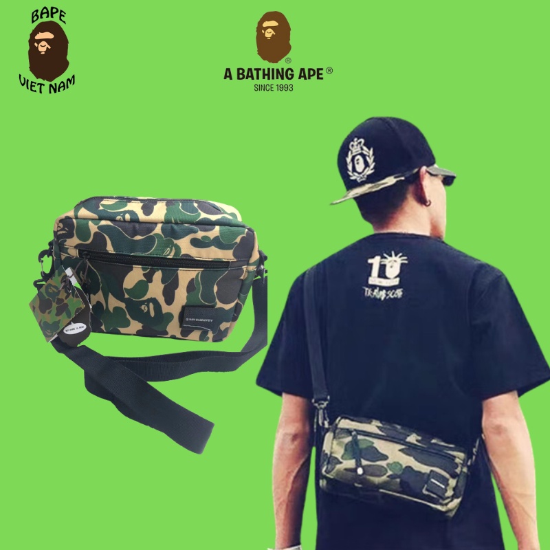 Túi đeo chéo Bape Camo Green, Bape Bag, Chất liệu Polyester chống nước, Size 26 x 18 x 10cm Màu Xanh Camo