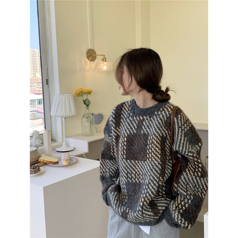 Áo Sweater Dáng Rộng Kẻ Sọc Kiểu Retro Thời Trang Mùa Thu Cho Nữ | BigBuy360 - bigbuy360.vn