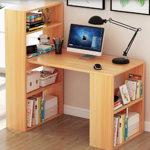 Bàn làm việc gỗ LOẠI TO kèm kệ sách MDF thông minh nhiều màu. Bàn có kê đựng đồ có thể trang trí