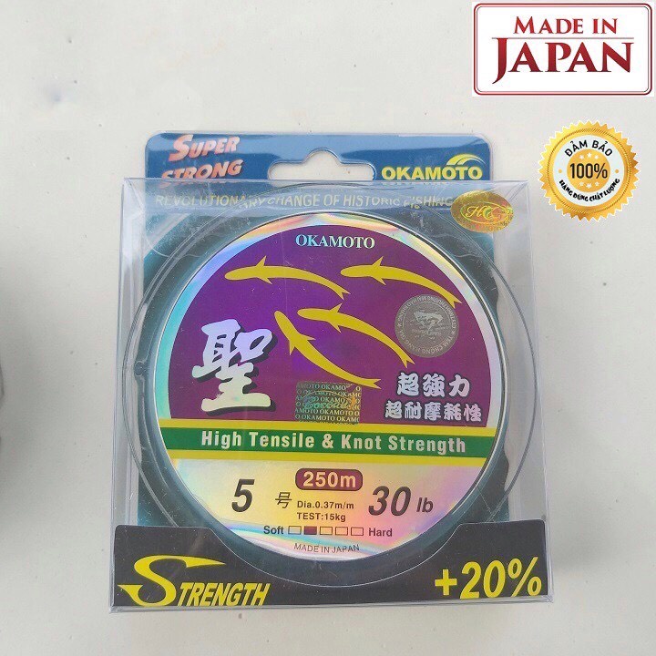 Cước Câu Cá Tàng Hình Cước Câu Cá Nhật Bản OKAMOTO 250m Siêu Bền