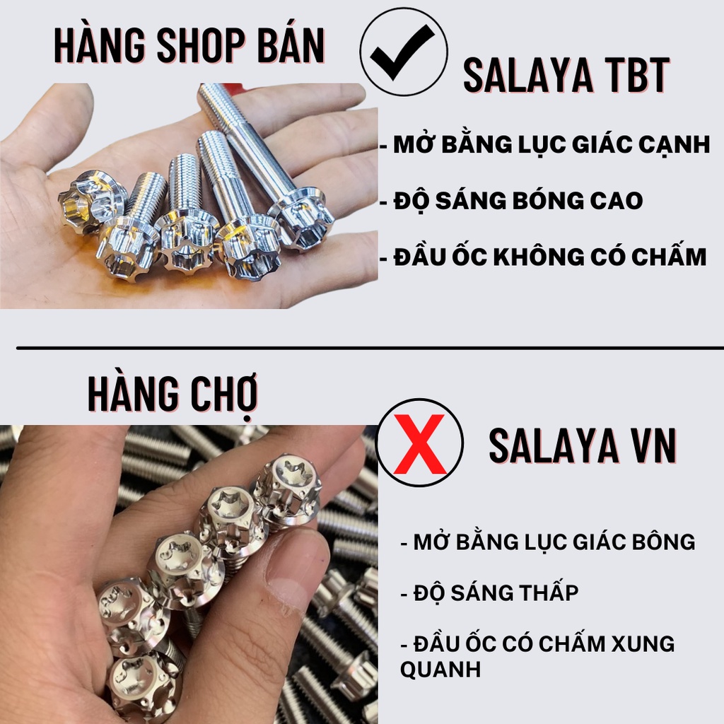 SALAYA TBT Ốc 8x40 v1 inox 304 lắp treo pô ex150 winner sonic và nhiều vị trí trên xe