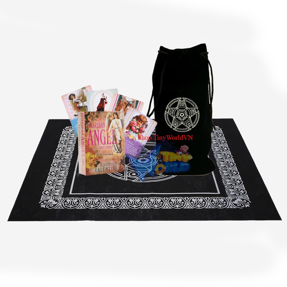 Combo Bộ Guardian Angel Tarot Cards O12 A 78-Card Deck và Túi Nhung Đựng Tarot và Khăn Trải Bàn Tarot