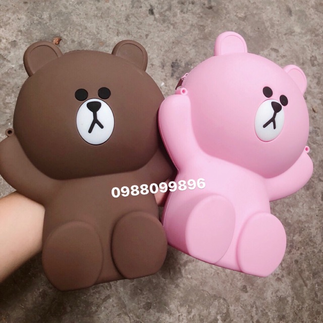 Túi gấu BROWN Silicon ( Nâu/ Hồng)