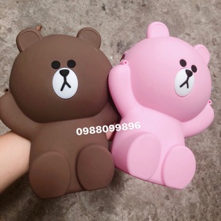 Túi gấu BROWN Silicon ( Nâu/ Hồng)