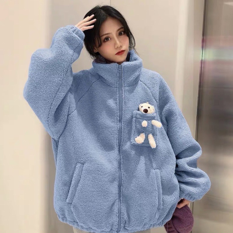 Áo khoác lông gấu cute