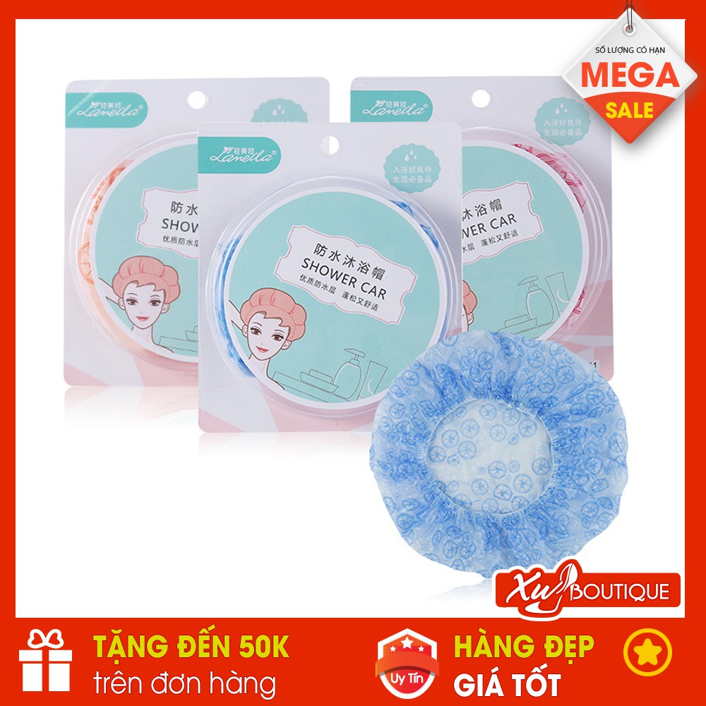 Mũ Tắm, Trùm Tóc Đội Đầu Shower Car Full Box Dày Dặn