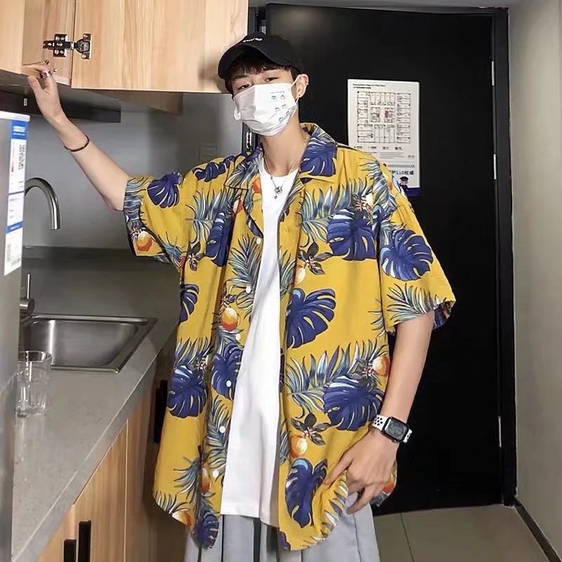 Áo Sơ Mi Nam Ngắn Tay In Họa Tiết Hoa Phong Cách Hawaii Mới