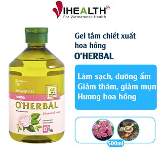 Gel tắm chiết xuất hoa hồng O’Herbal giúp cấp ẩm, tái tạo da 500ml