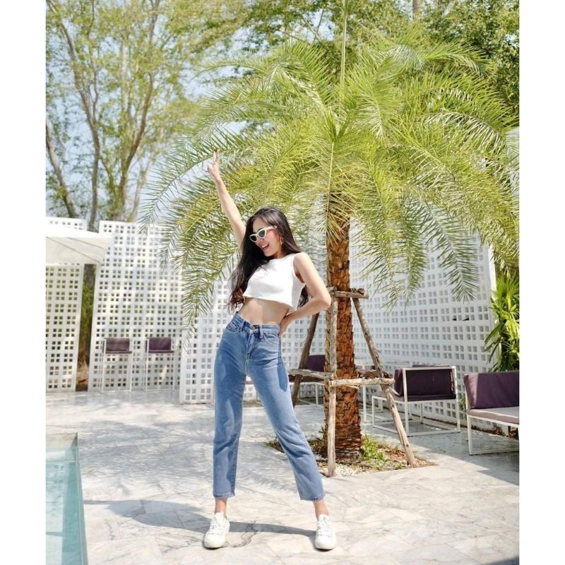 Quần Jeans nữ lưng cao - Xanh LDM-102F
