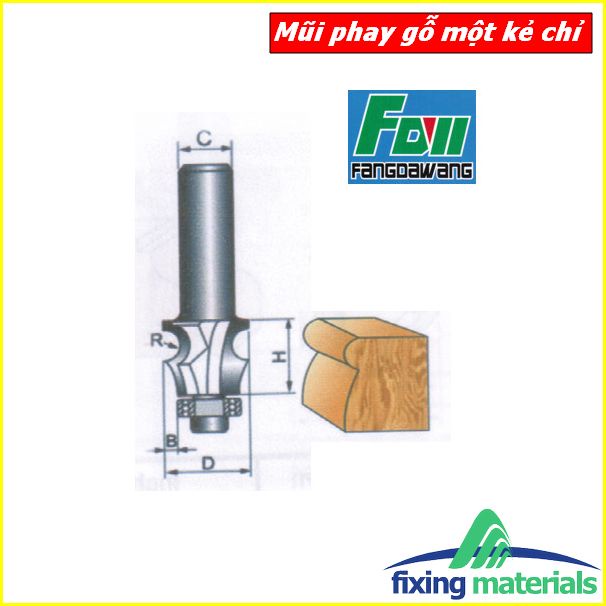 Mũi phay gỗ 1 kẻ chỉ, soi chỉ tơ- cốt 6ly, 12 ly