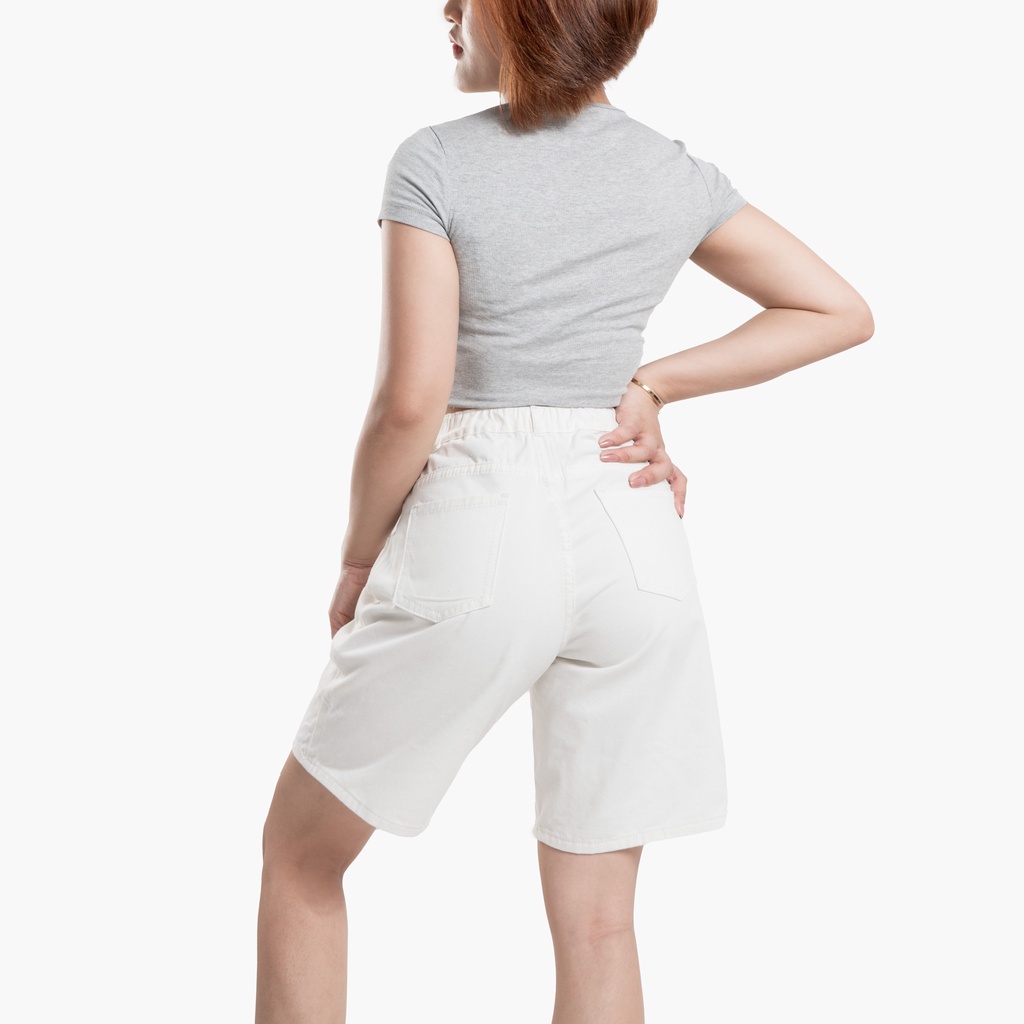 Quần short jean lưng thun đai chỉnh eo, quần bò nữ cạp chun có Bigsize 70kg (S1113)