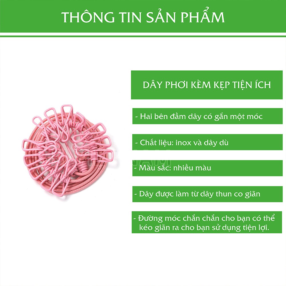 Dây Phơi Kèm Kẹp Quần Áo Tiện Ích - DAYPHOIKEP