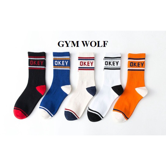 Vớ Unisex chữ OKEY cao cổ nhiều màu, phong cách thể thao, năng động.