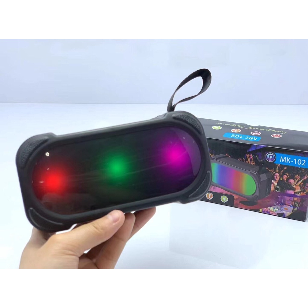Loa bluetooth mini cầm tay MK 102 hỗ trợ thẻ nhớ SD, USB, FM Audio có đèn led RGB nháy theo nhạc