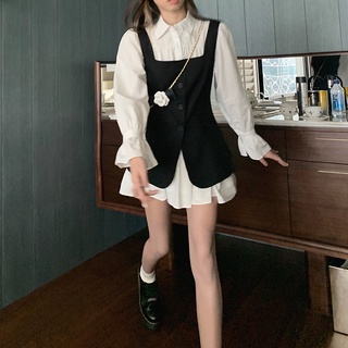 set đầm sơ mi + vest ( có tách lẻ )