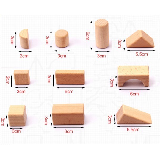 Đồ chơi Cho Bé Thông Minh, Khối xây dựng mầu gỗ tự nhiên 100 pcs