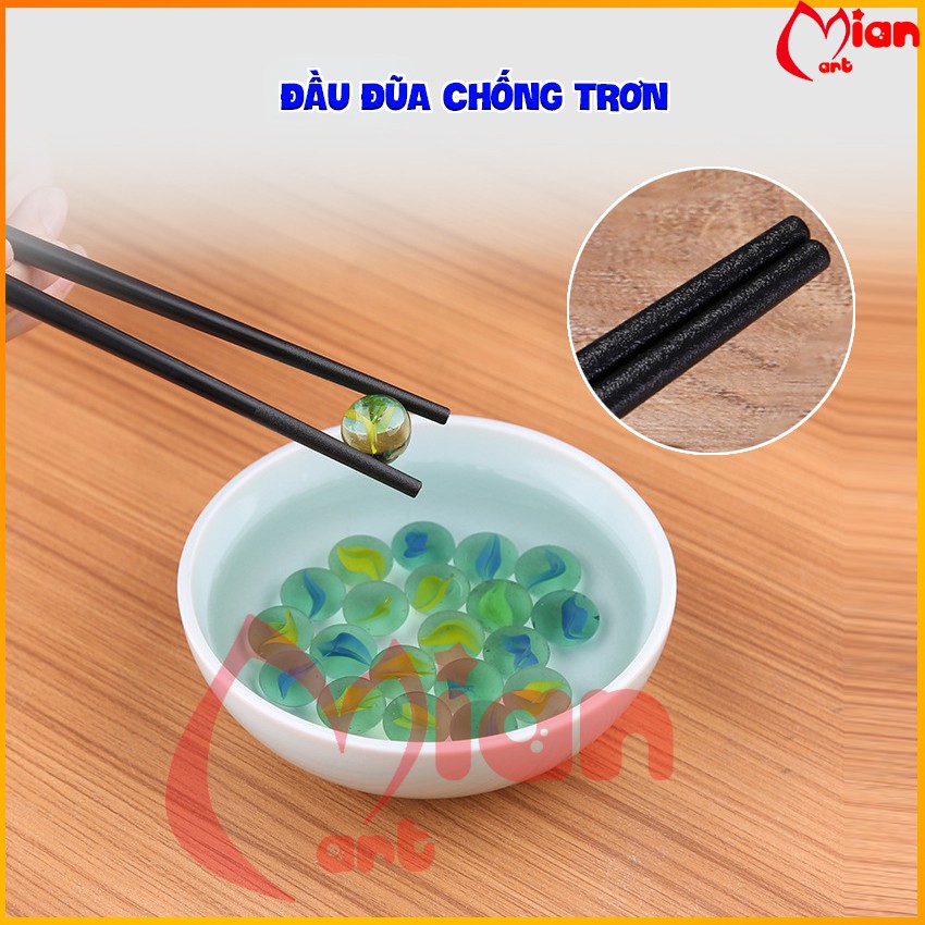 Đũa sừng khảm vàng chống trơn trượt, mòn mốc, cong vênh phong cách Nhật Bản 27cm Tặng khăn siêu thấm - Mian mart