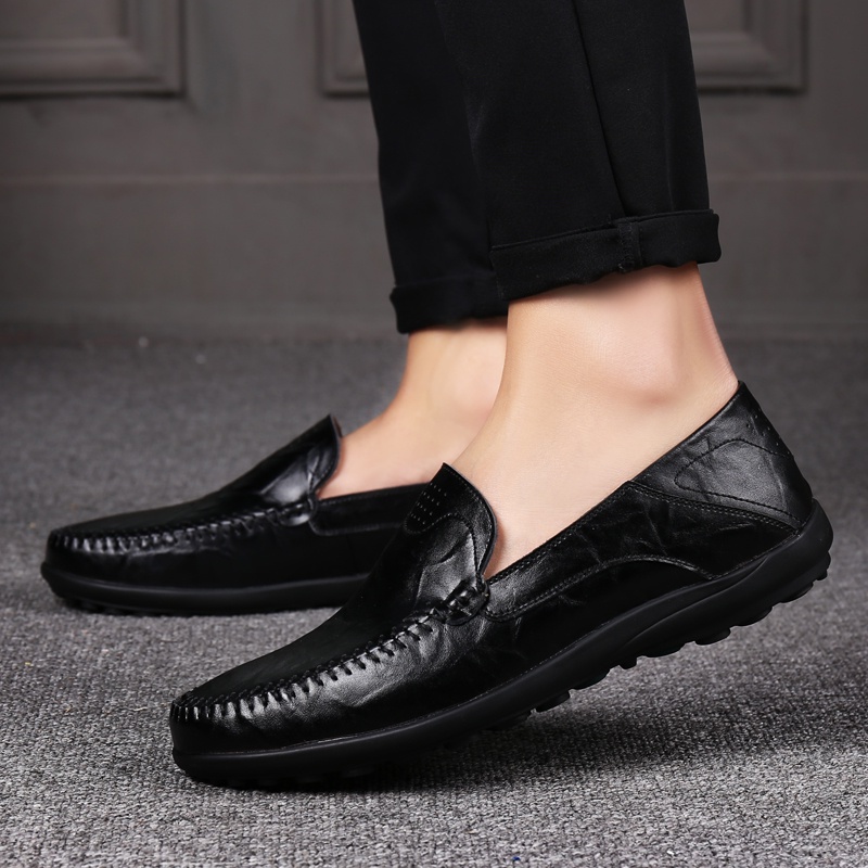 Giày lười da thật cho nam size 37-47 4 màu sắc lựa chọn