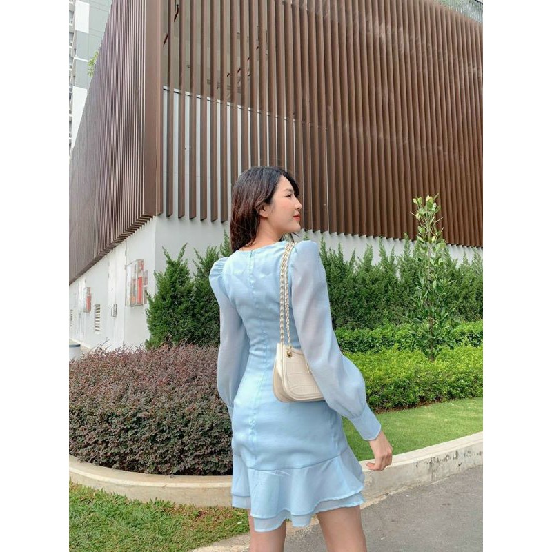 Đầm dự tiệc chất tơ đuôi cá đính hạt