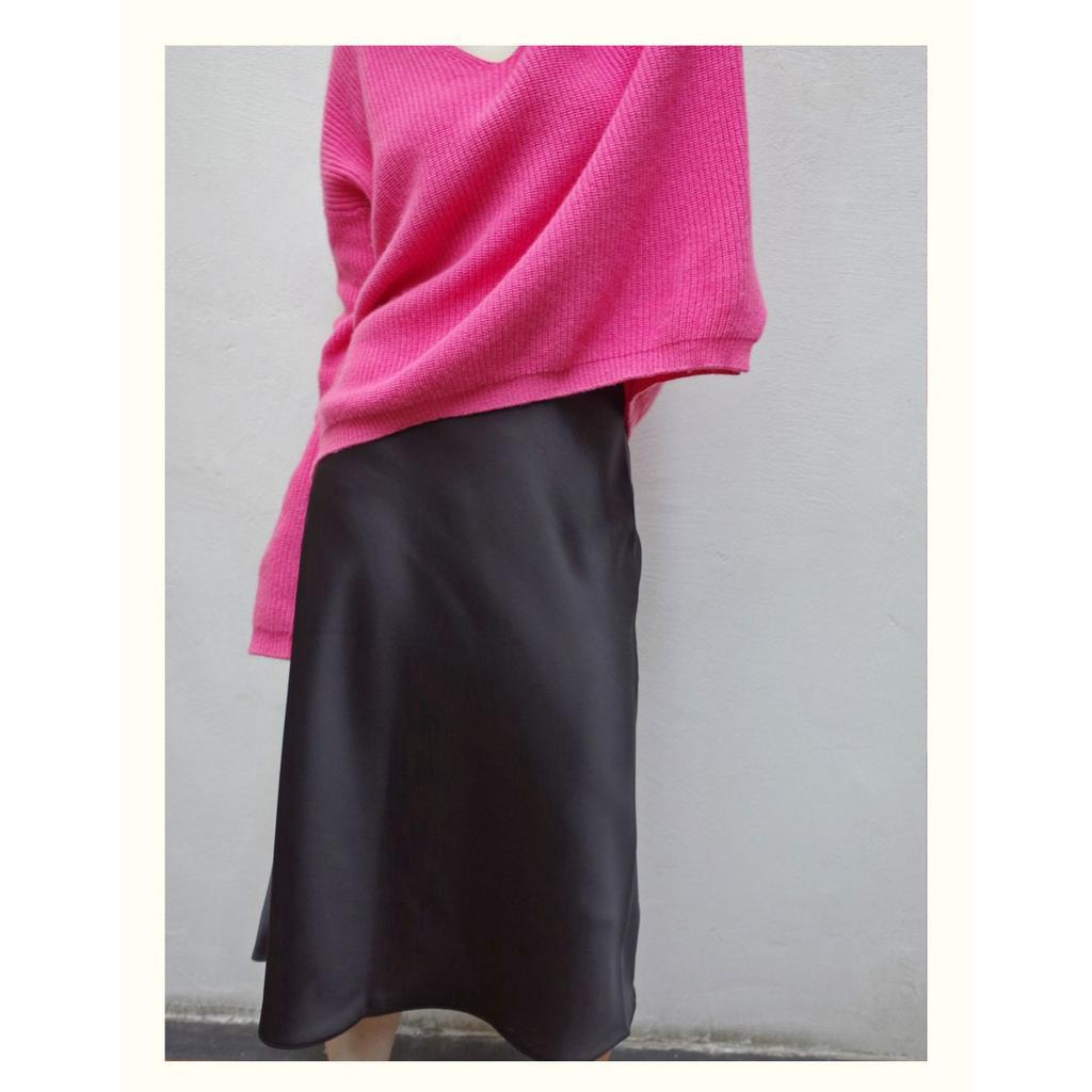 Chân Váy Satin Trơn Lưng Cao Dáng Chữ A Thời Trang Sành Điệu 61494