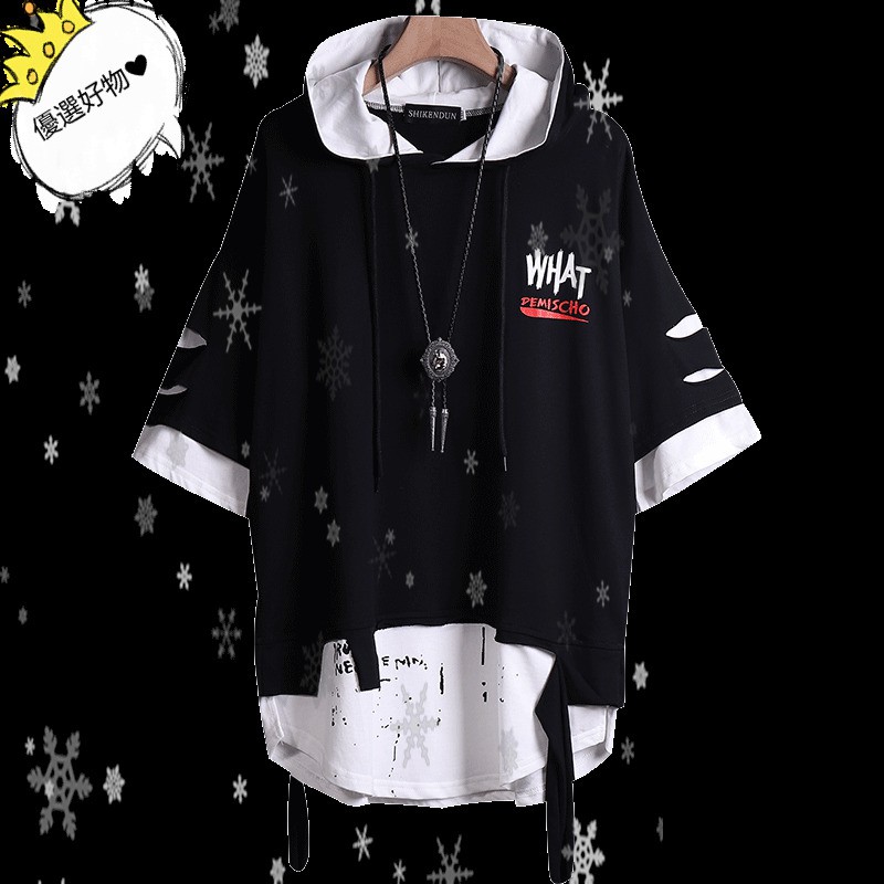 Áo Hoodie Tay Ngắn Phong Cách Hiphop Cho Nam