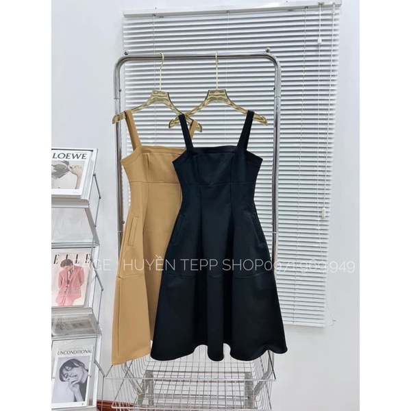 Váy 2 dây bản to phối túi