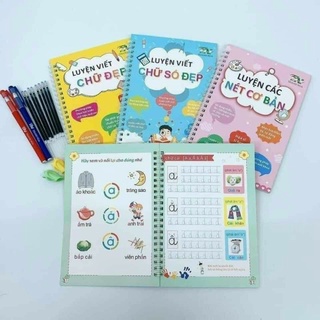 Set 3 quyển luyện viết cho bé - vở viết tự xóa thần kỳ