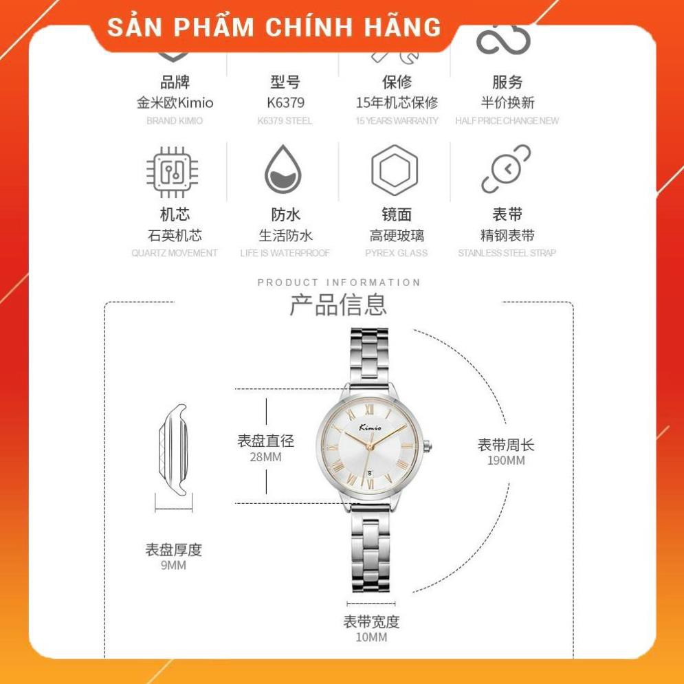 Hàng Cao Cấp -  Đồng hồ - NỮ- KIMIO 6379 sang chảnh - Hàng Nhật ( Silver) - lỗi 1 đổi 1