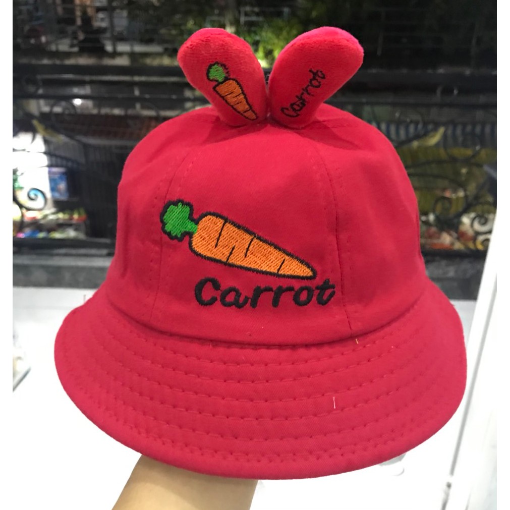 Nón bucket nón tai bèo dành cho bé trai bé gái hình cà rốt đáng yêu