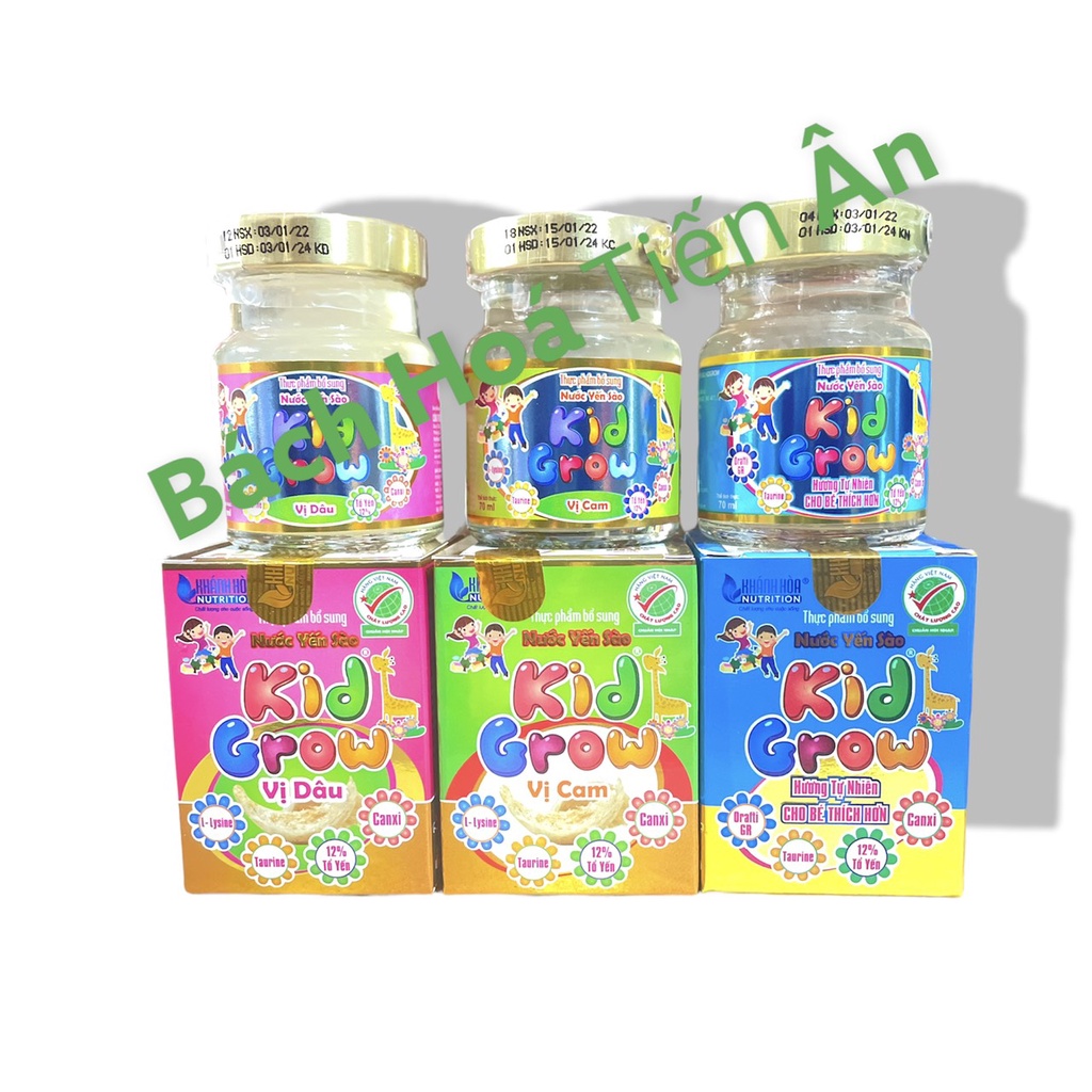 Yến Sào Khánh Hòa Kid Grow Chưng đường phèn  12% Tổ Yến  Lọ 70ml kích thích tiêu hóa, Tăng cường hệ miễn dịch