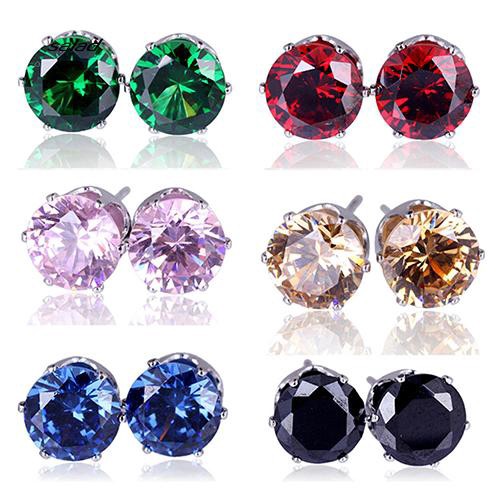 Khuyên tai hợp kim đính đá kiểu dáng sang trọng thời trang nam nữ cá tính