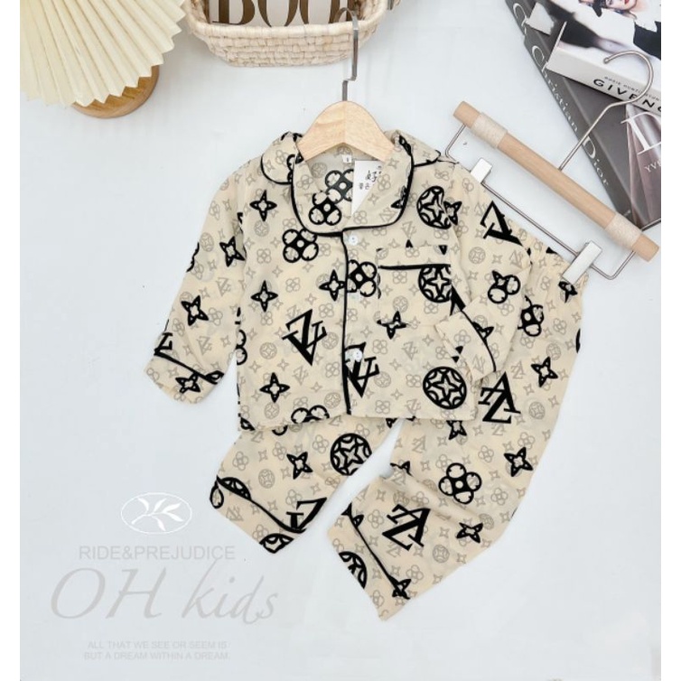 Bộ pijama sành điệu bé trai  - Bộ pijama lụa hàn cao cấp cho bé