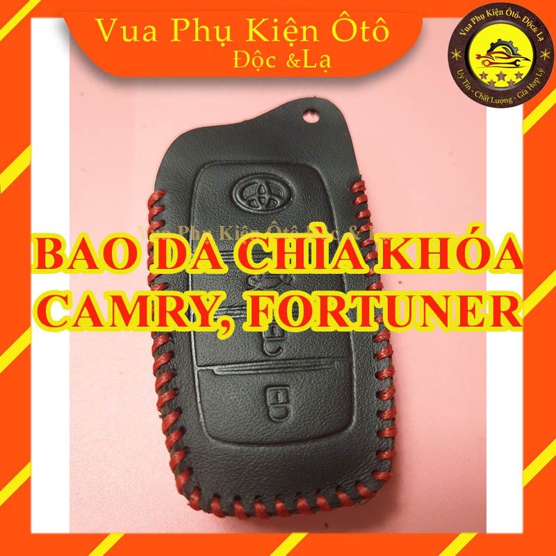 Bao da chìa khóa Camry 2019, Fortuner 2017-2018 chìa thông minh-Tặng móc chìa khóa+ Dây đeo+Thẻ SĐT