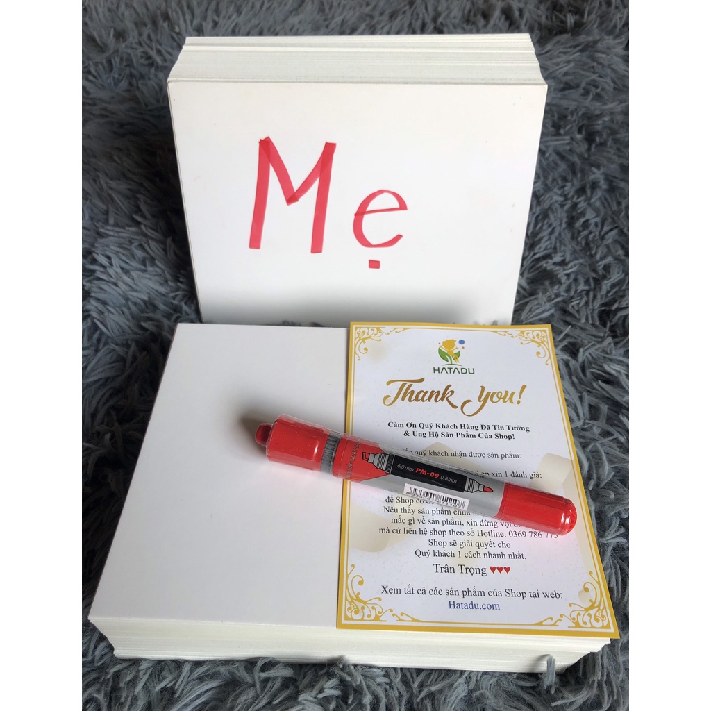 Flash Card 15x20cm Thẻ trắng giúp con biết đọc - viết sớm - Có video hướng dẫn chi tiết