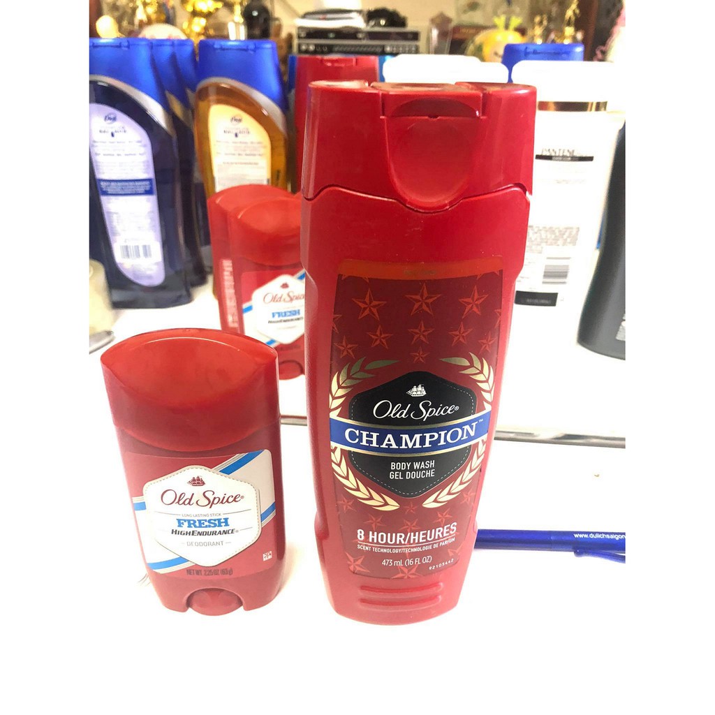 Sữa tắm Old Spice Champion + Lăn khử mùi Old Spice Fresh dành cho nam chất như nước gấc chai 473ml