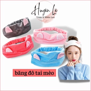 Băng đô rửa mặt tai mèo, Băng đô cài tóc turban nữ vải nhung chất đẹp mềm mịn