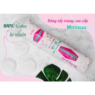 Bông tẩy trang 155 miếng (120 + 35) Hàn Quốc Minisuu chính hãng rẻ nhất thị trường 100%cottone mềm mịn không xơ ép viền