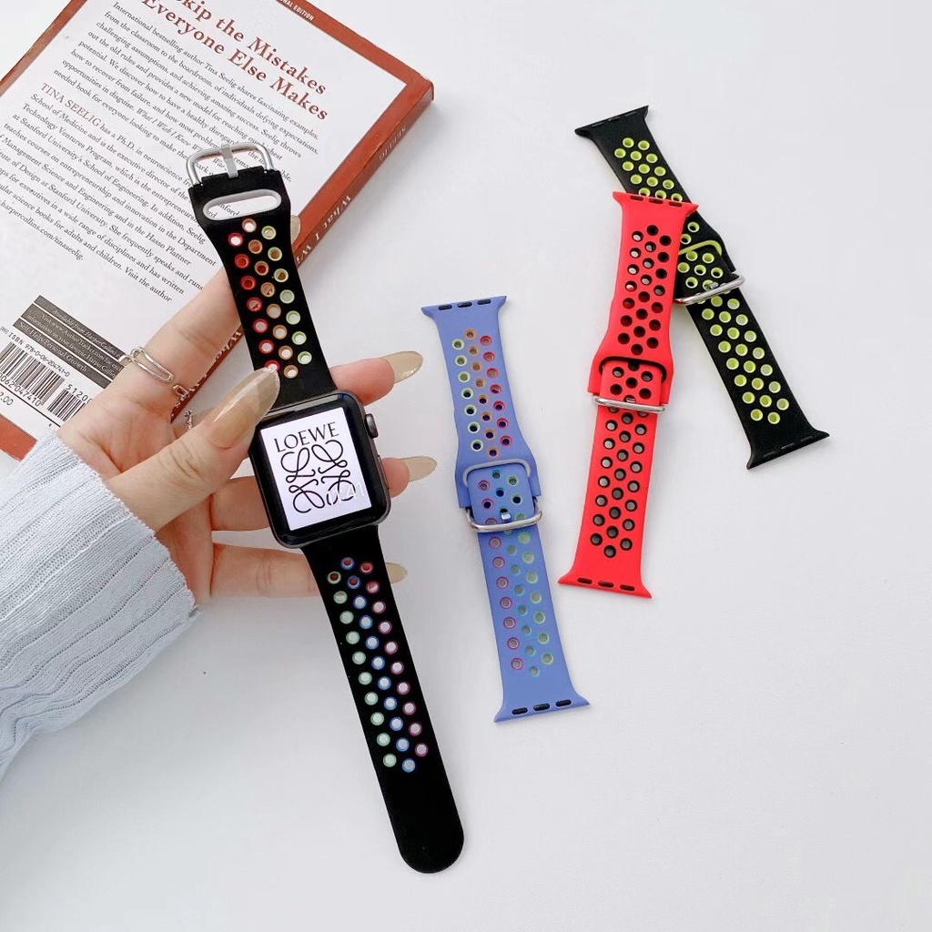 Dây Đeo Bằng Silicone Mềm Thoáng Khí Cho iWatch 49mm 45mm 44mm 4 87654321 Se