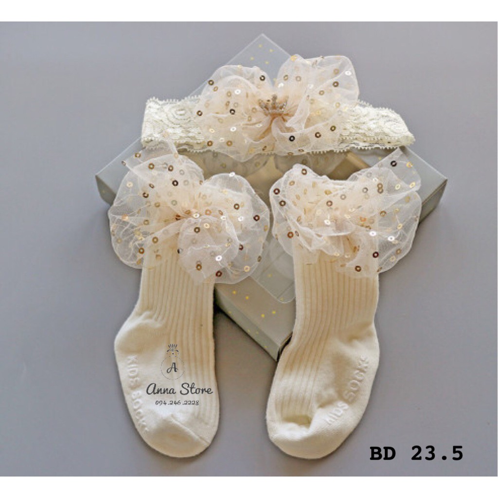BDA 23 : Set tất kèm bằng đô công chúa cho bé