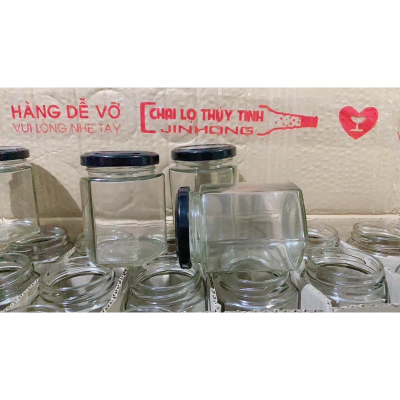 LỌ THUỶ TINH LỤC GIÁC 180ml nắp thiếc