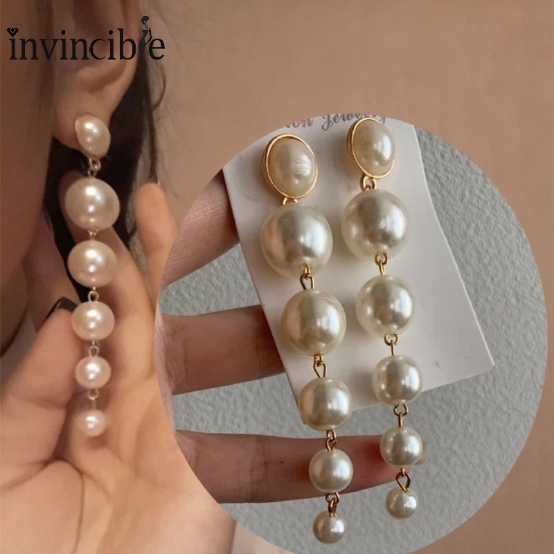 Đôi Khuyên Tai Dài Đính Ngọc Trai Thời Trang Cho Nữ