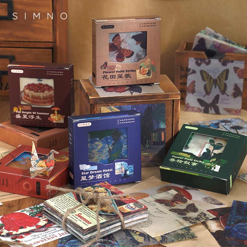 Set 180 Tờ Sticker Dán Trang Trí Sổ Lưu Niệm 16 Kiểu Retro Đa Năng