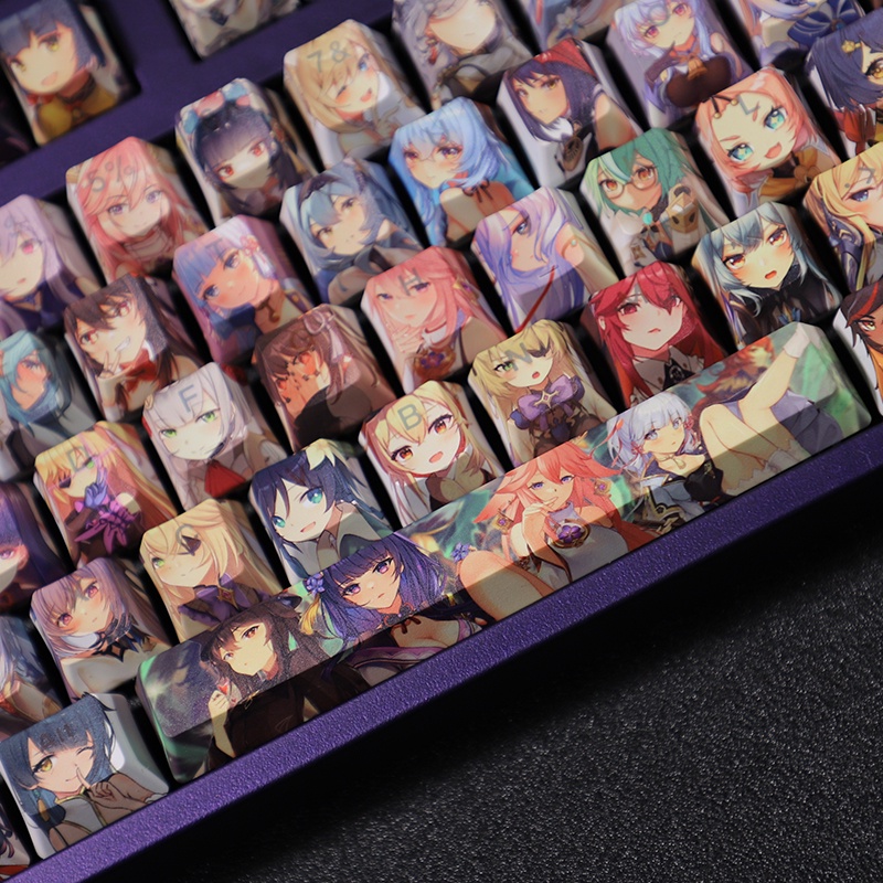 Genshin Impact Keycap Cherry Profile Anime Truyền ánh sáng PBT DYE SUB Bàn phím cơ keycaps