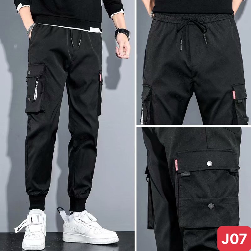 Quần jogger nam túi hộp bo chân màu đen không rách chất kaki cao cấp co dãn 4 chiều, quần baggy thể thao nam ADO21 mới