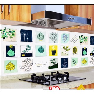3m x 60cm Decal dán bếp tráng nhôm cách nhiệt - lá xanh nhọn