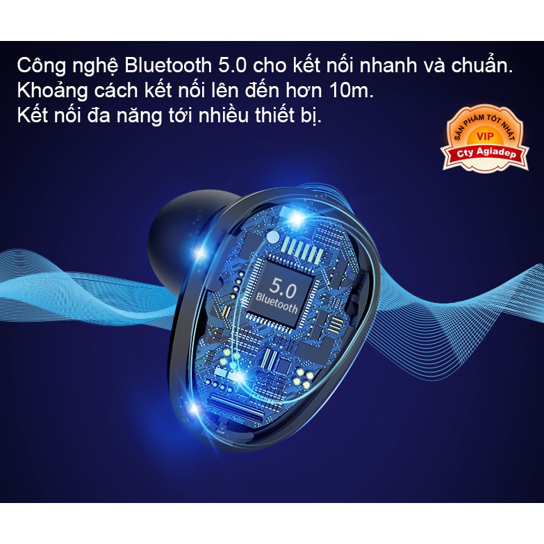 Tai nghe Bluetooth 5.0 xịn Serial X7 - Cảm ứng chạm, có Dock sạc, chất lượng cao