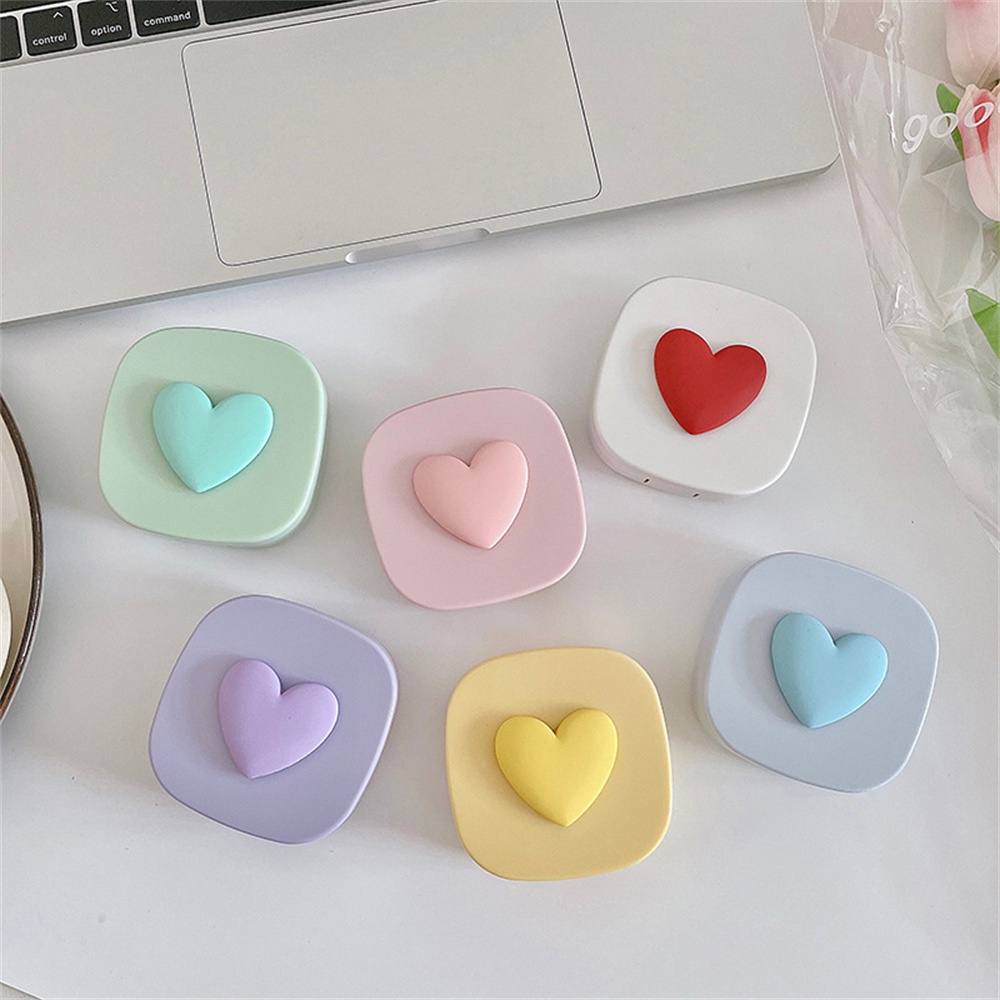 Hộp Đựng Kính Áp Tròng Có Gương Hình Vuông Màu Macaron Dễ Thương
